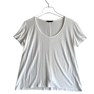 The Row White Tee Cap Sleeve Scoop Neck Viscose Size L Classic Capsule
